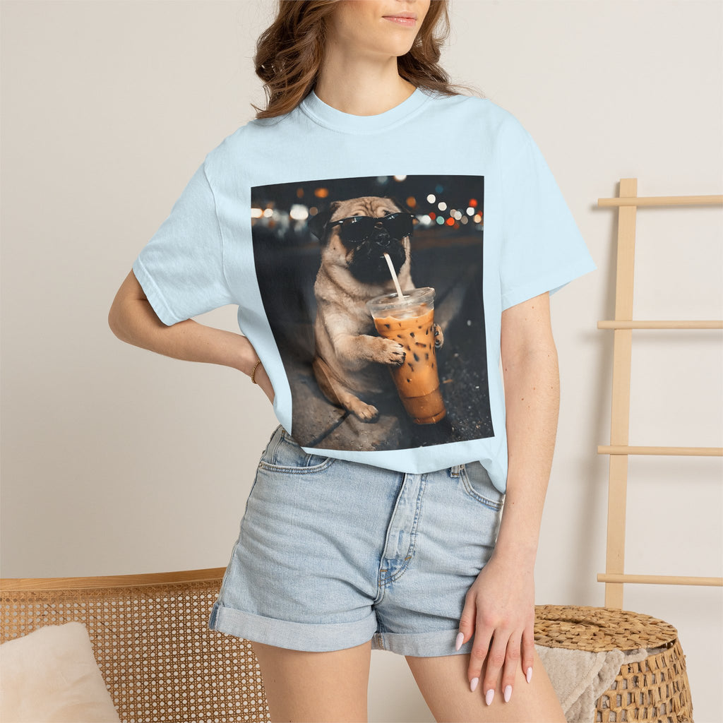 Pug Drinking Boba T‑Shirt — Cute Dog Bubble Tea Graphic Tee