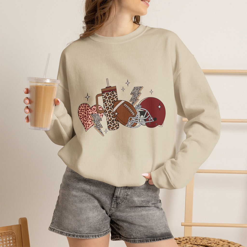 Heart & Lightning Graphic Sweatshirt — Leopard, Plaid & Red Heart Crewneck