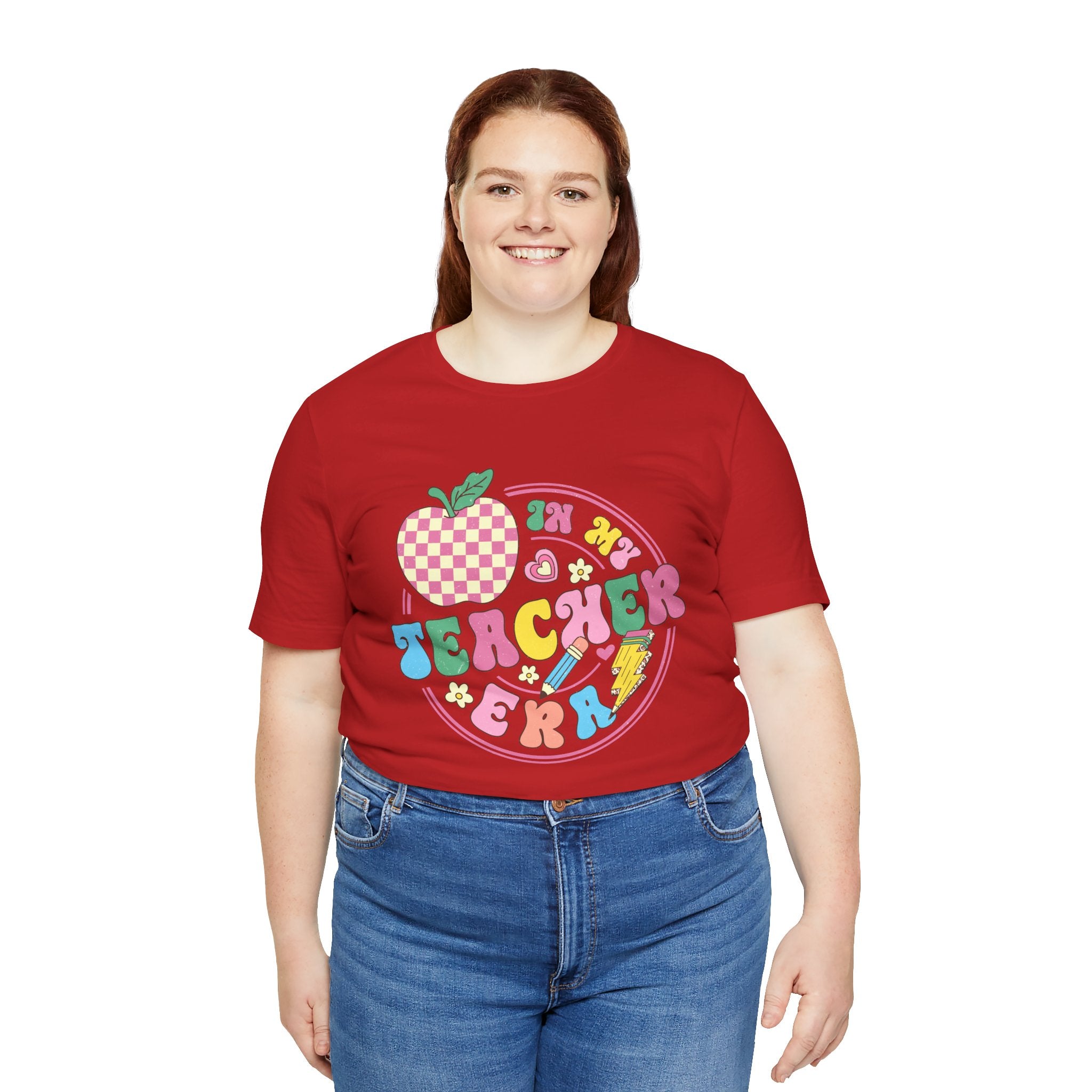 Teacher Vibes Tee — Cute Retro Apple Classroom Graphic T-Shirt