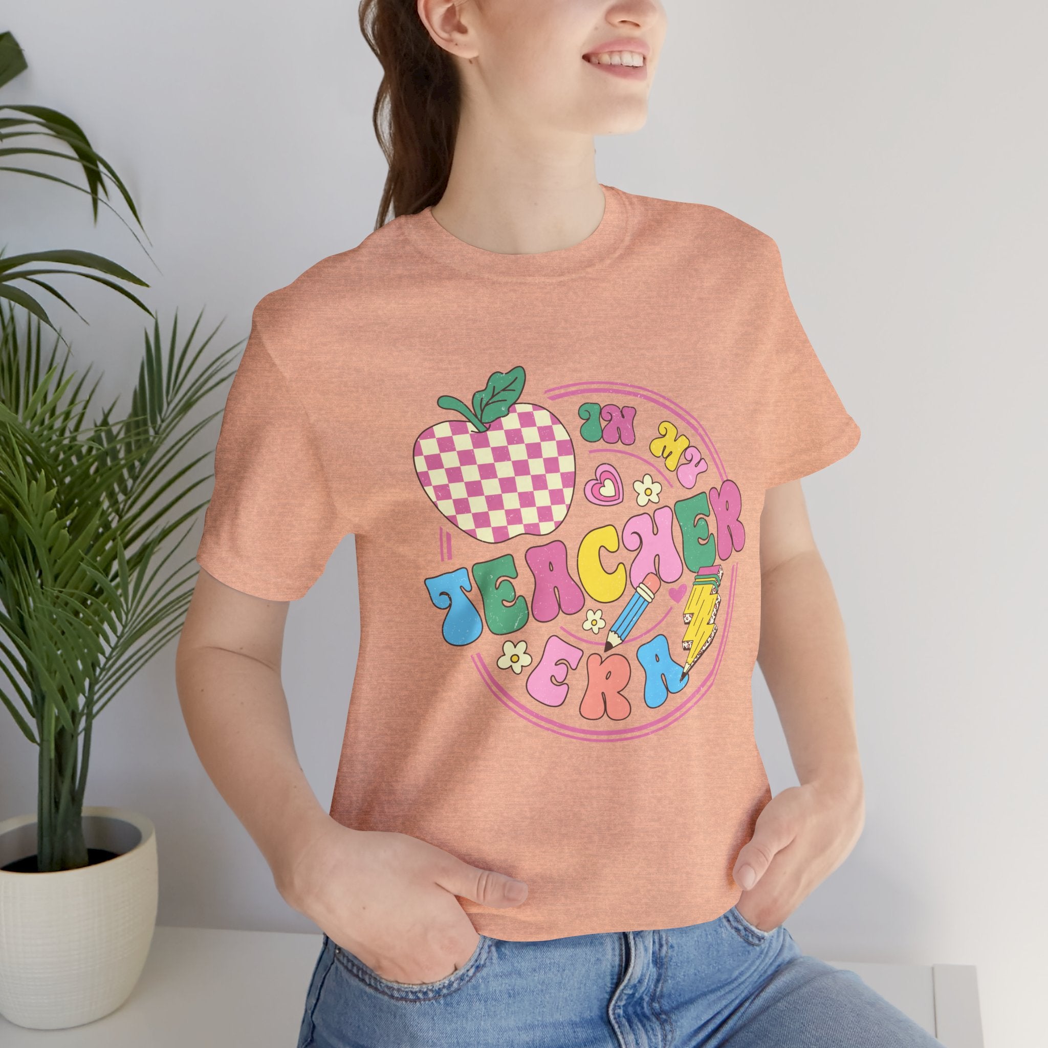Teacher Vibes Tee — Cute Retro Apple Classroom Graphic T-Shirt