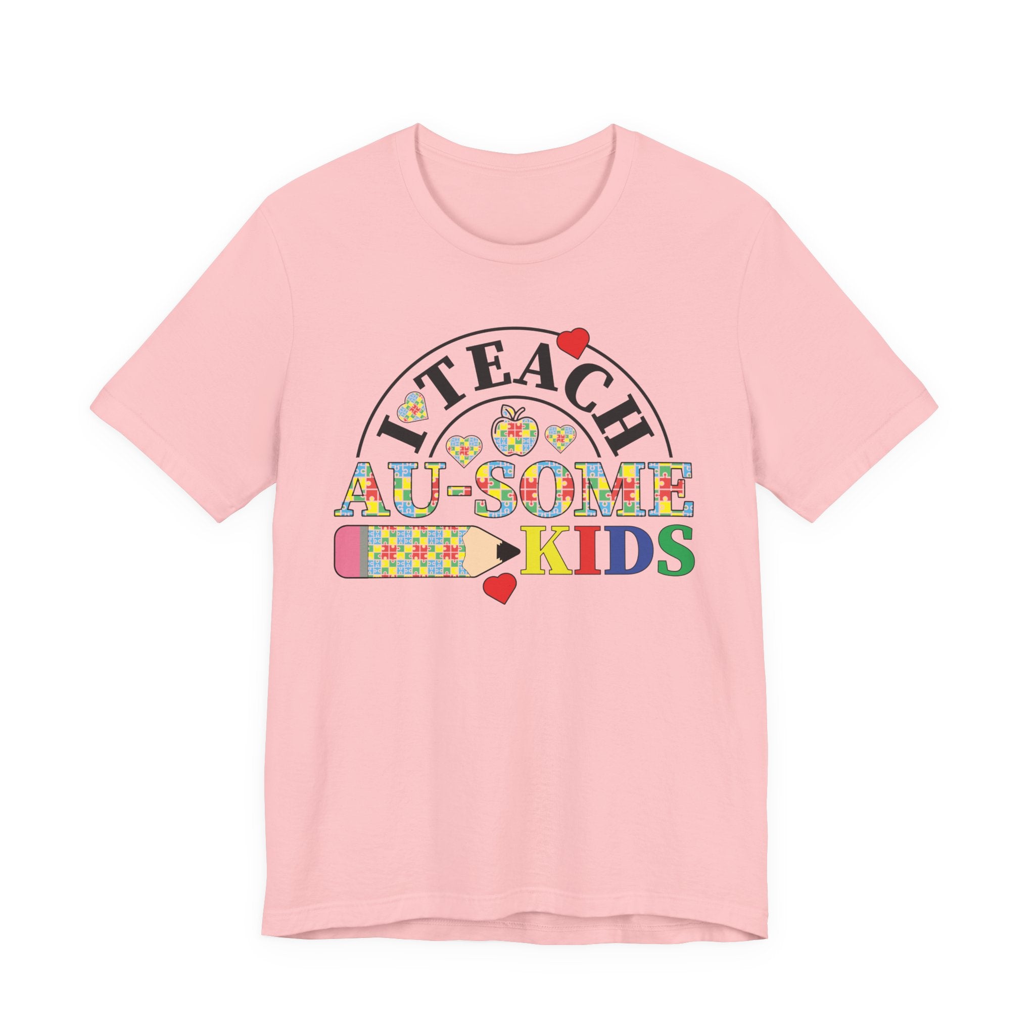 I Teach Awesome Kids T-Shirt — Colorful Autism Awareness Teacher Tee