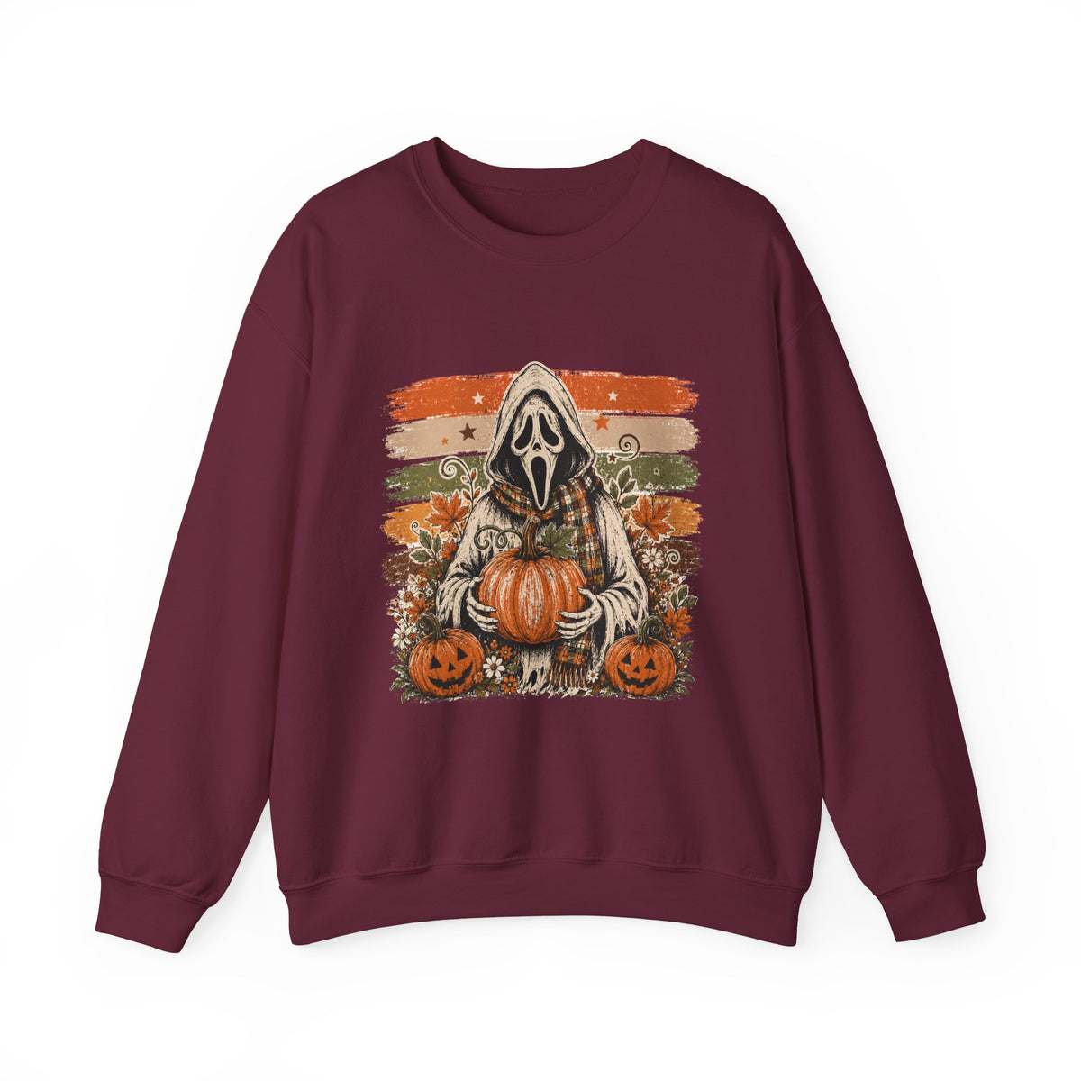Halloween Scream Crewneck Sweatshirt — Ghost Face Pumpkin Design