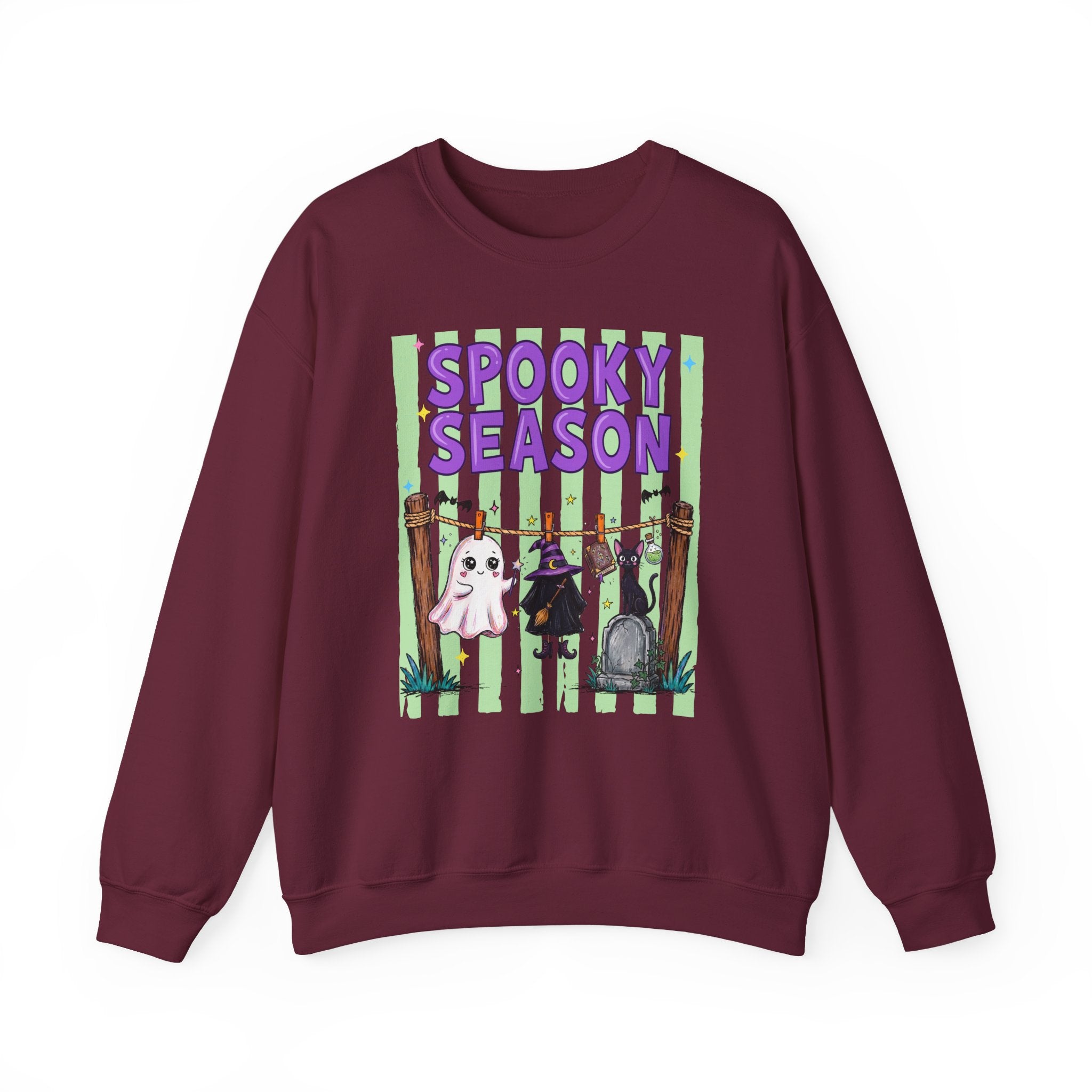 Sweatshirt — "Spooky Season" Ghost, Witch & Cat Halloween Crewneck