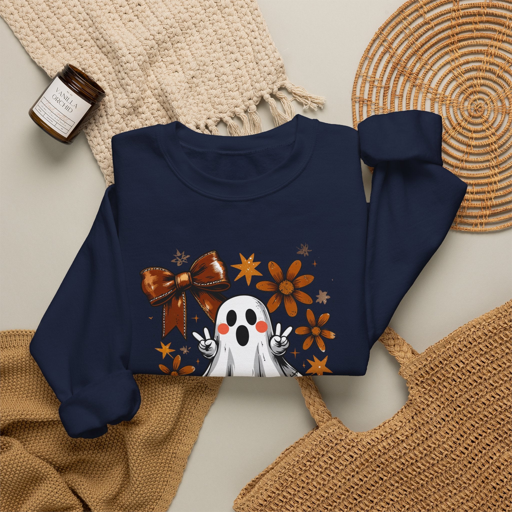 Football Ghost Crewneck Sweatshirt – Cute Spooky Game Day Design