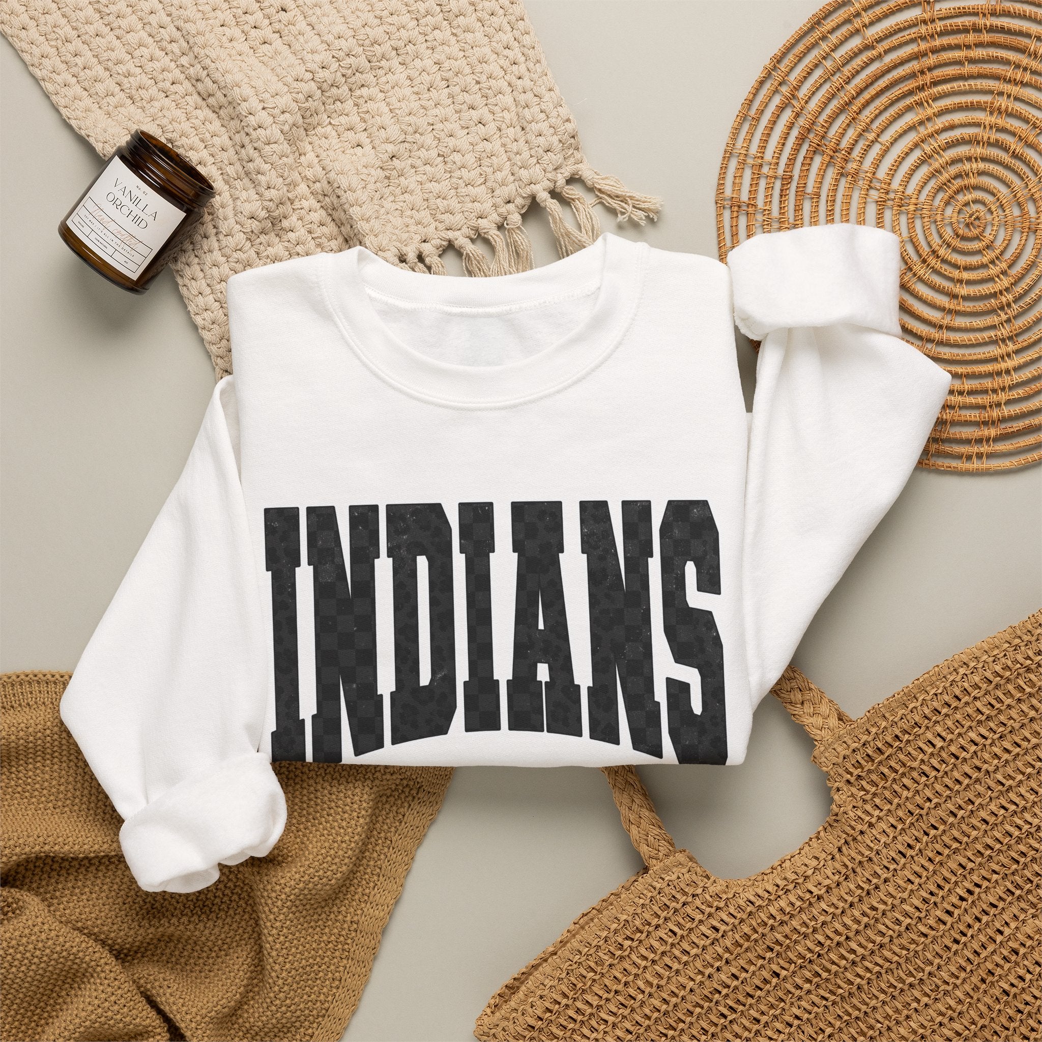 Indians Crewneck Sweatshirt — Vintage Collegiate Logo Pullover