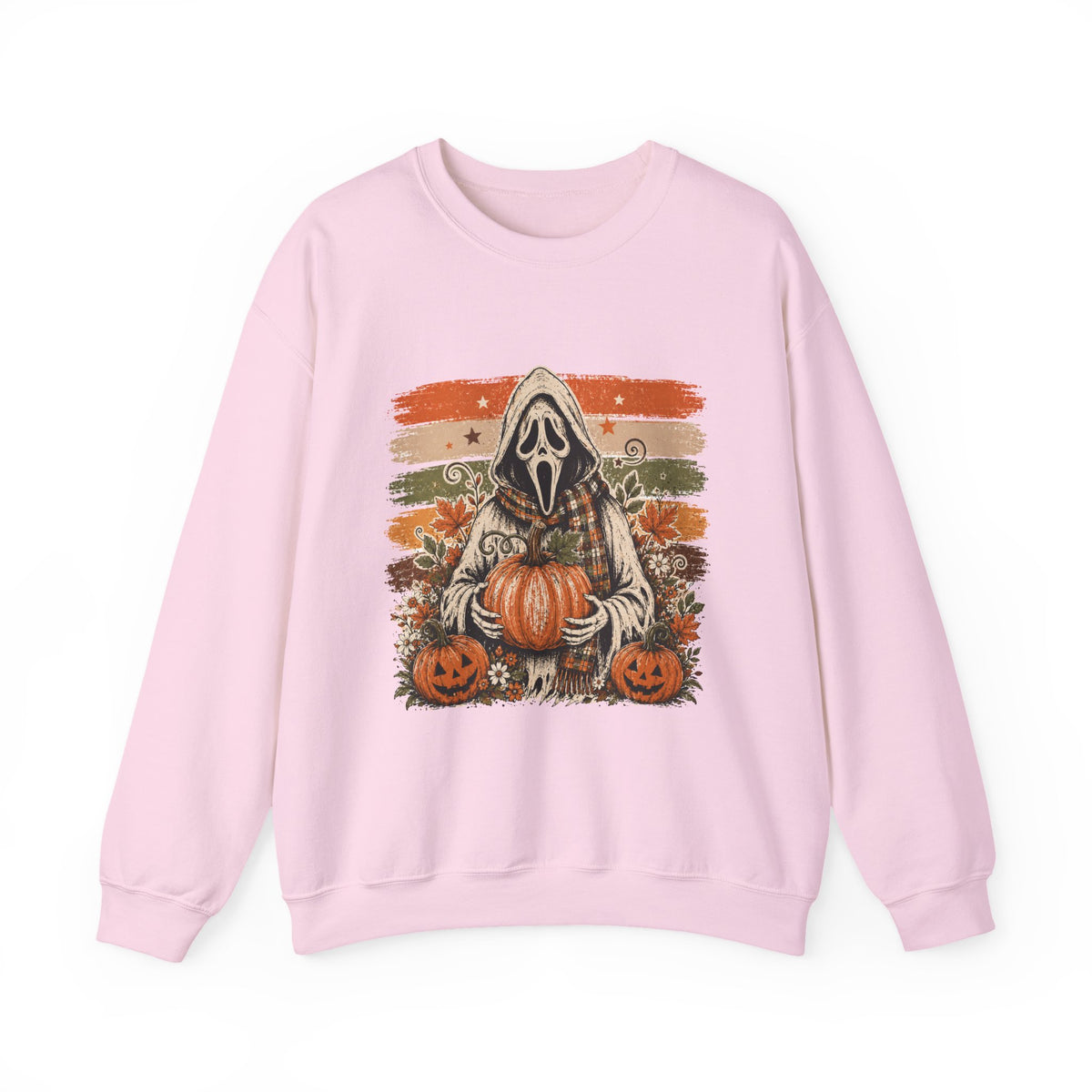 Halloween Scream Crewneck Sweatshirt — Ghost Face Pumpkin Design
