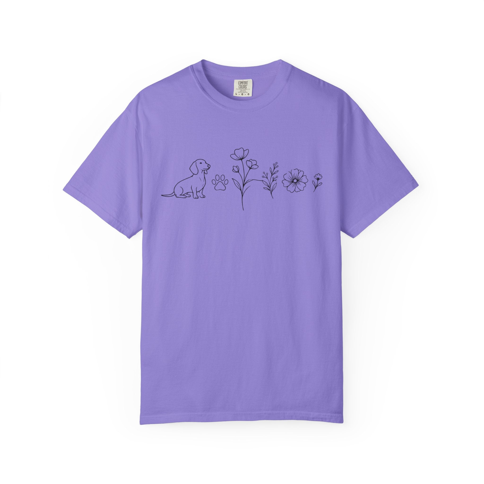 Dachshund Dog & Wildflowers Graphic T-Shirt