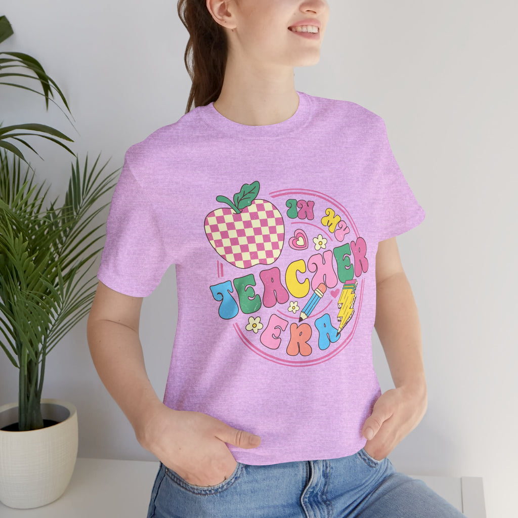 Teacher Vibes Tee — Cute Retro Apple Classroom Graphic T-Shirt