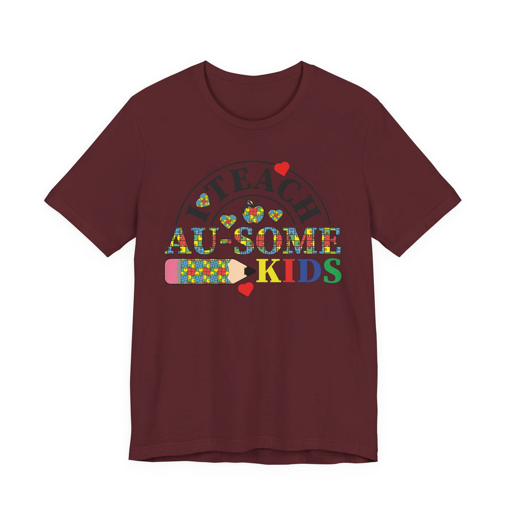 I Teach Awesome Kids T-Shirt — Colorful Autism Awareness Teacher Tee