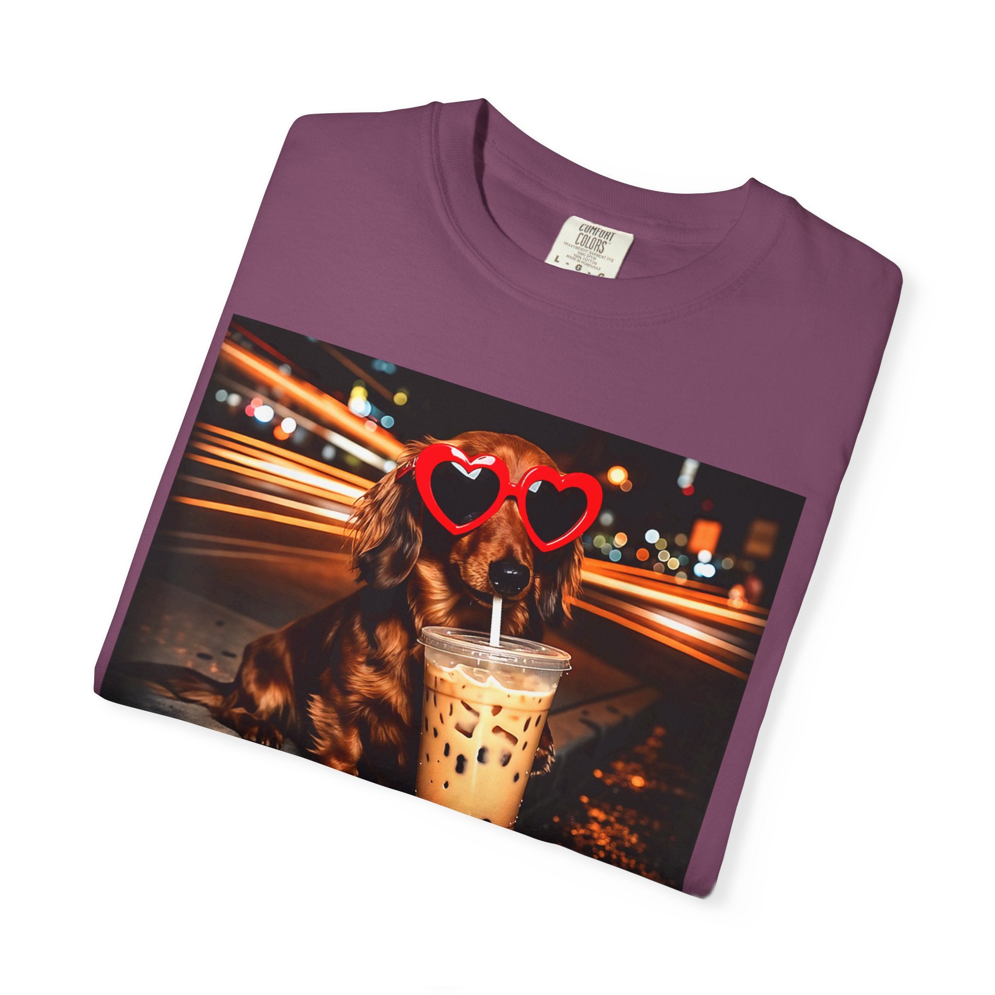 Dachshund with Heart Sunglasses & Bubble Tea T-Shirt