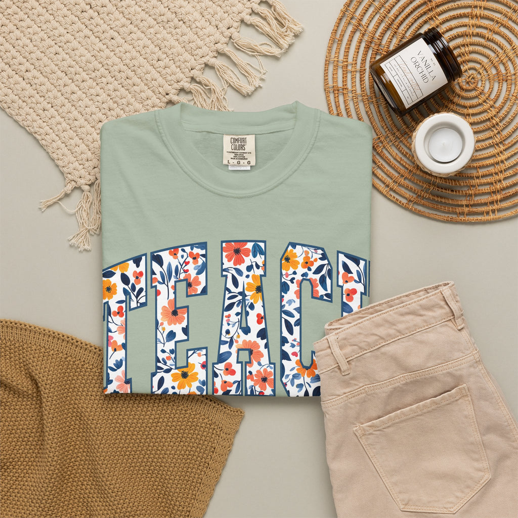 Teach Floral T‑Shirt — Floral Pattern TEACH Teacher Appreciation Gift
