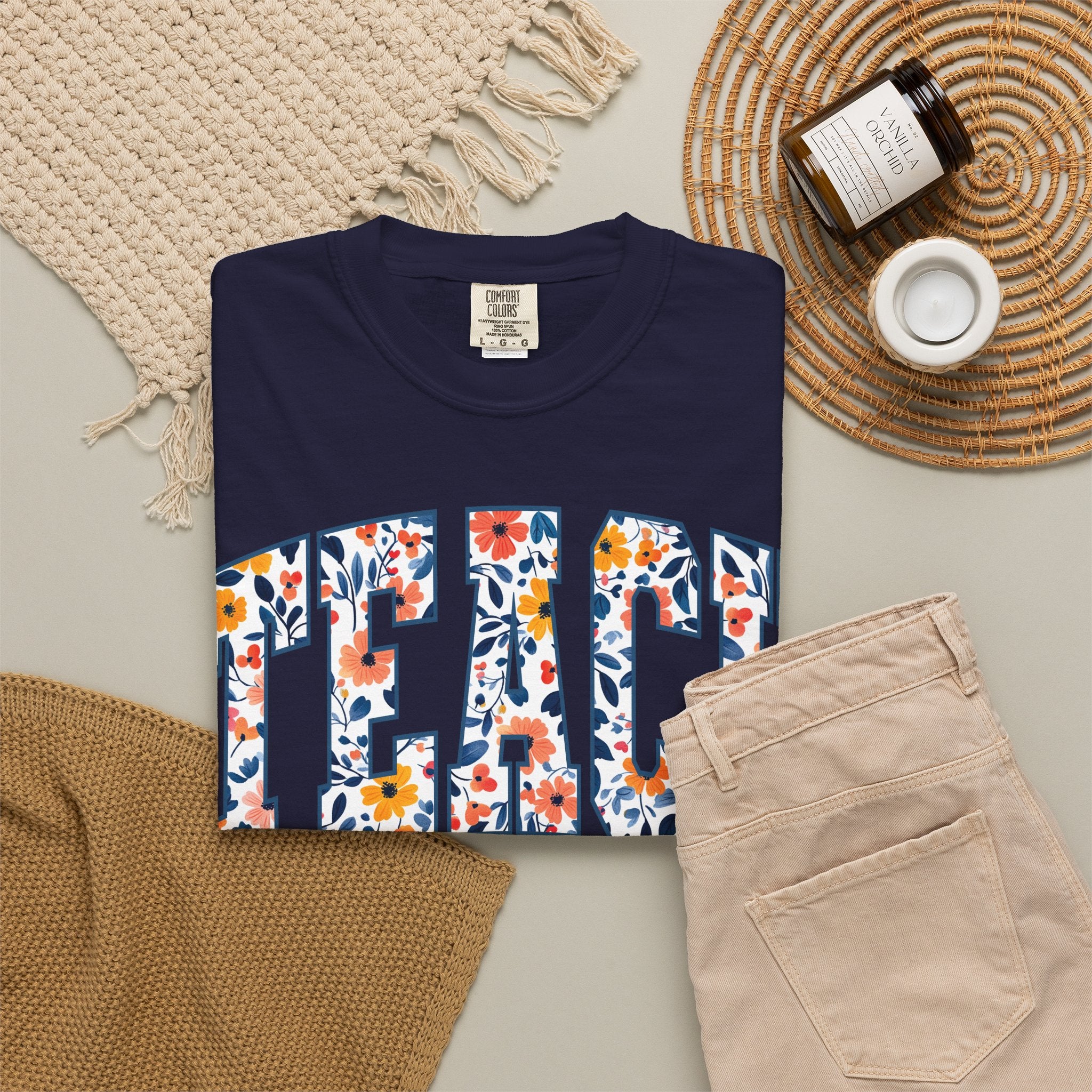 Teach Floral T‑Shirt — Floral Pattern TEACH Teacher Appreciation Gift