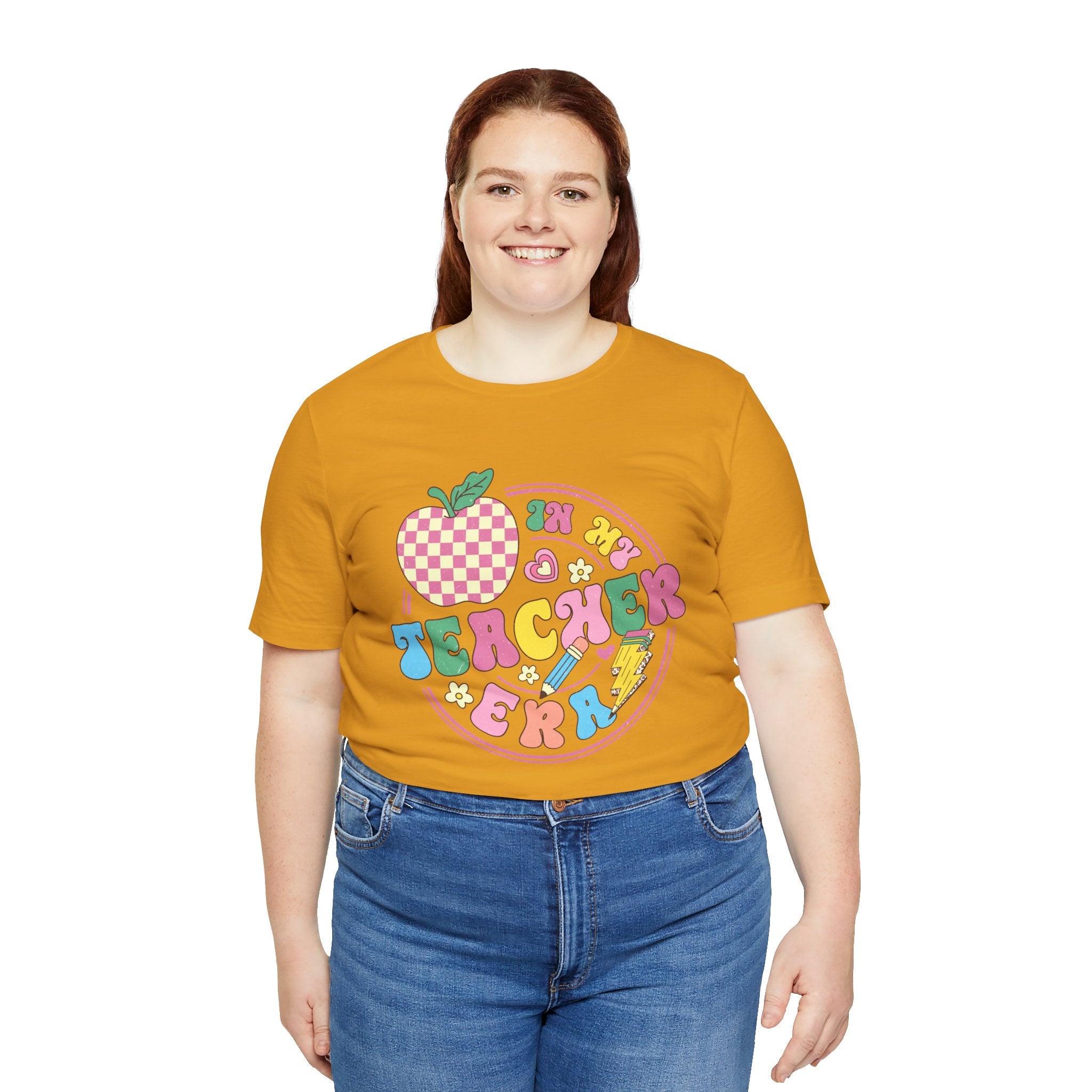 Teacher Vibes Tee — Cute Retro Apple Classroom Graphic T-Shirt
