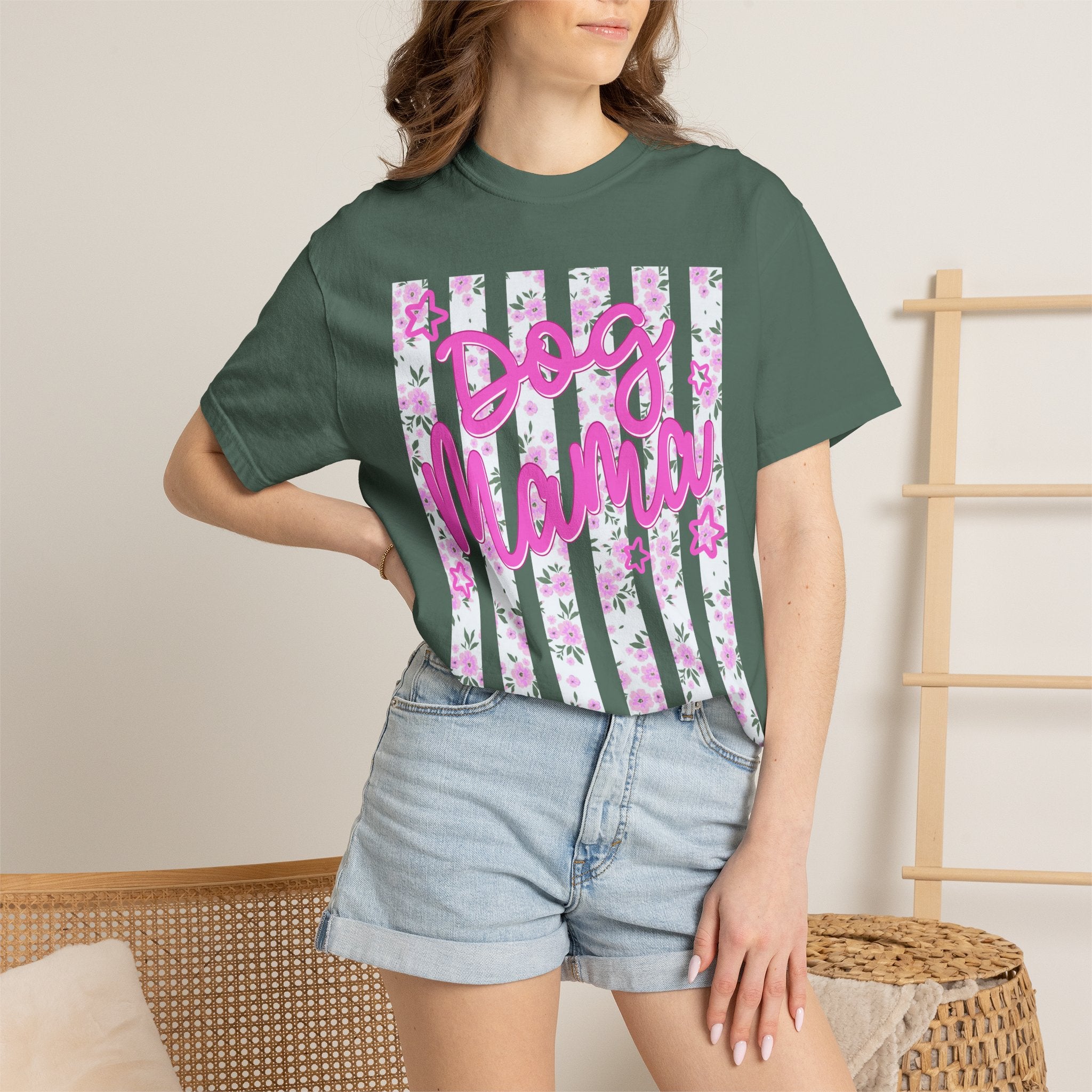 Dog Mama Floral Flag T-Shirt