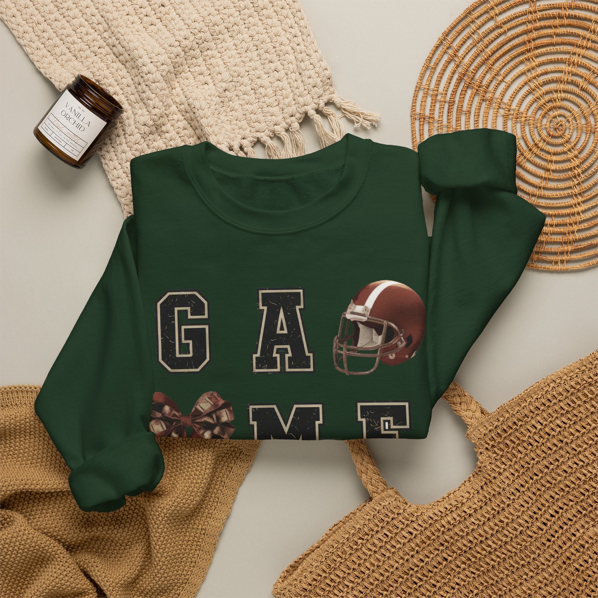 Game Day Sweatshirt — Football Helmet & Ball Crewneck
