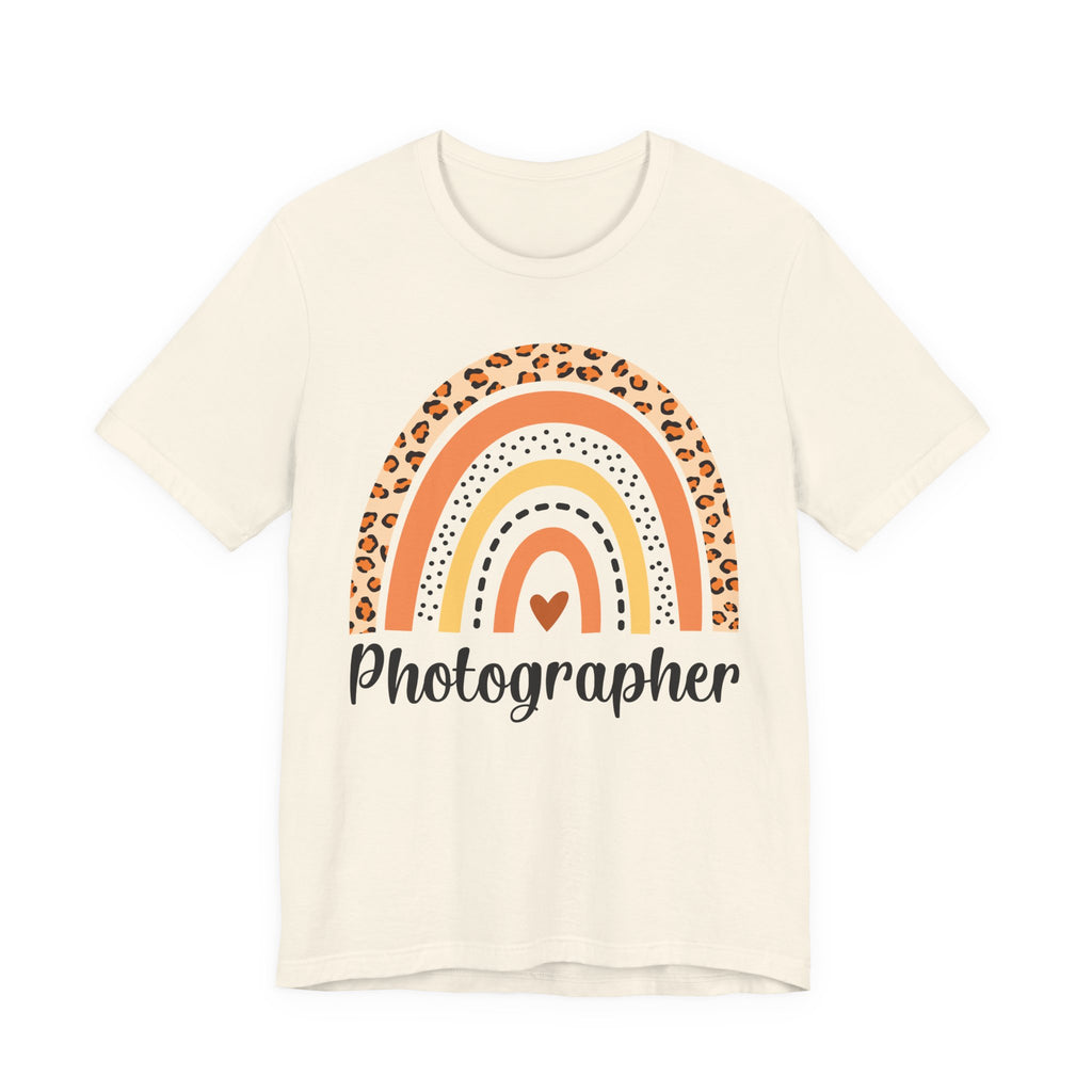 Photographer Rainbow Tee — Leopard Print Rainbow Graphic T-Shirt for Photographers