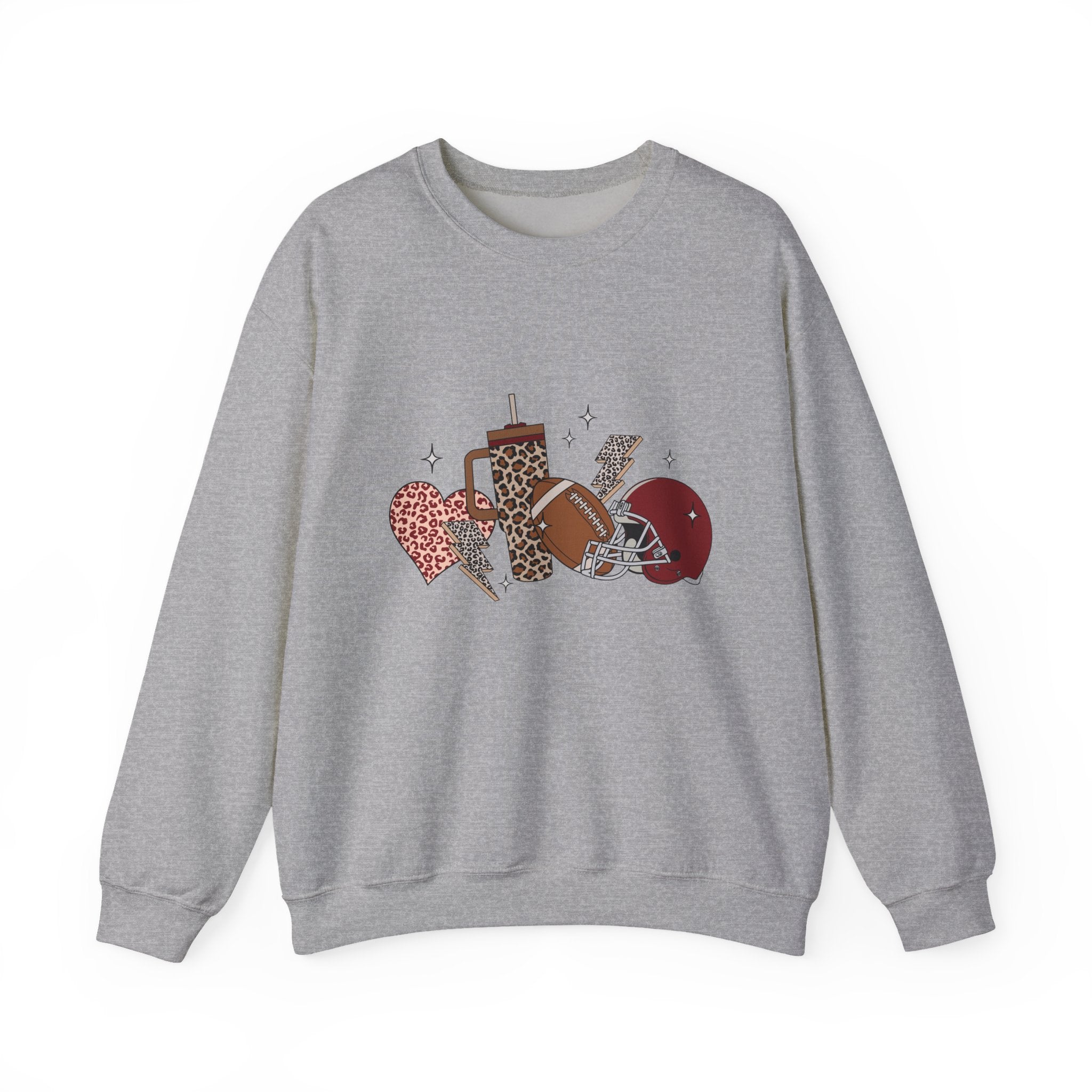 Heart & Lightning Graphic Sweatshirt — Leopard, Plaid & Red Heart Crewneck