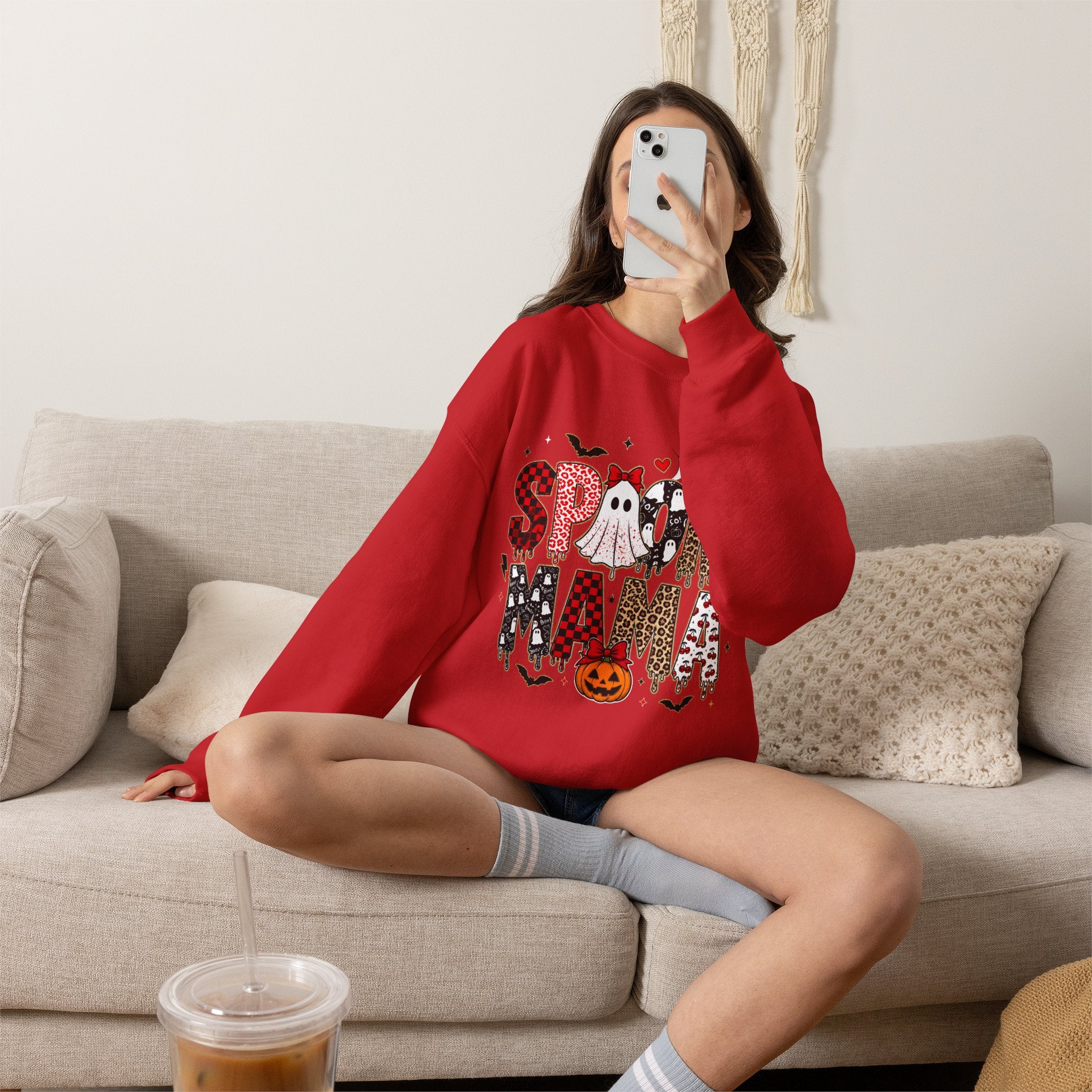 Spooky Mama Sweatshirt — Halloween Ghost Pumpkin Crewneck