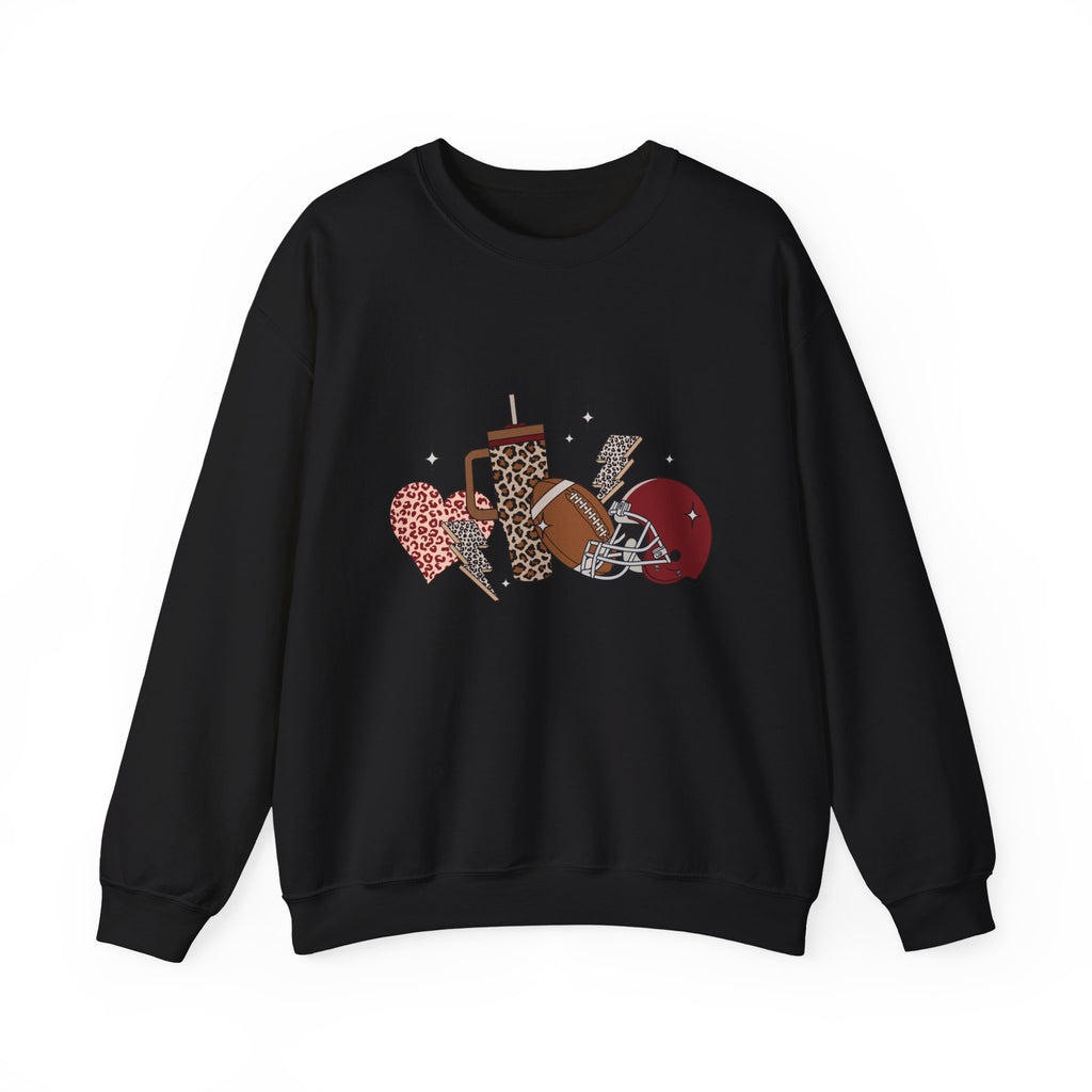 Heart & Lightning Graphic Sweatshirt — Leopard, Plaid & Red Heart Crewneck