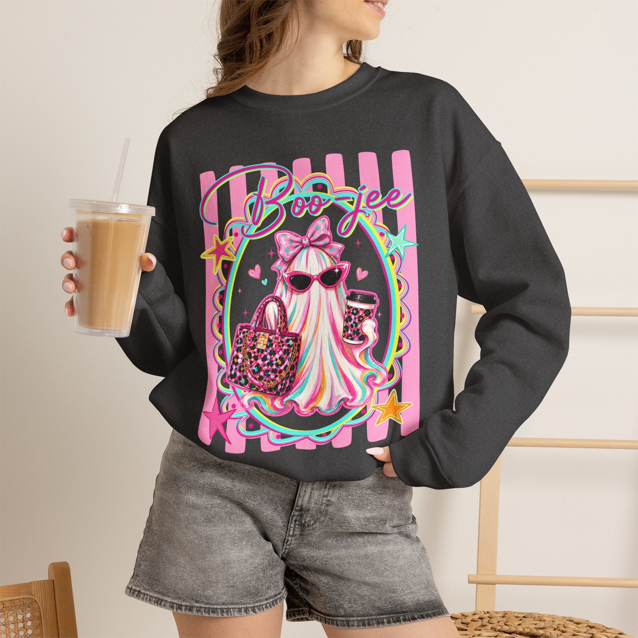 Halloween Crewneck Sweatshirt — "Boo-jee" Cute Ghost Fashion Graphic