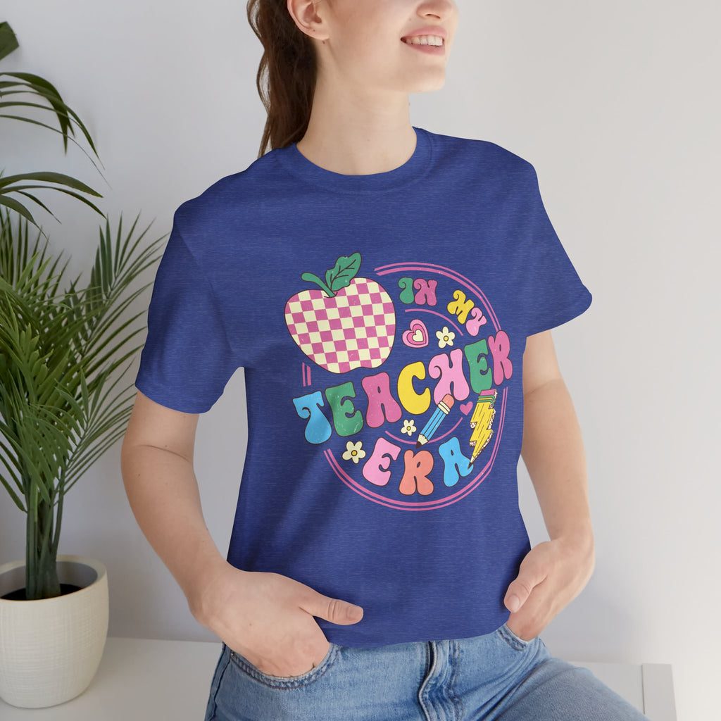 Teacher Vibes Tee — Cute Retro Apple Classroom Graphic T-Shirt