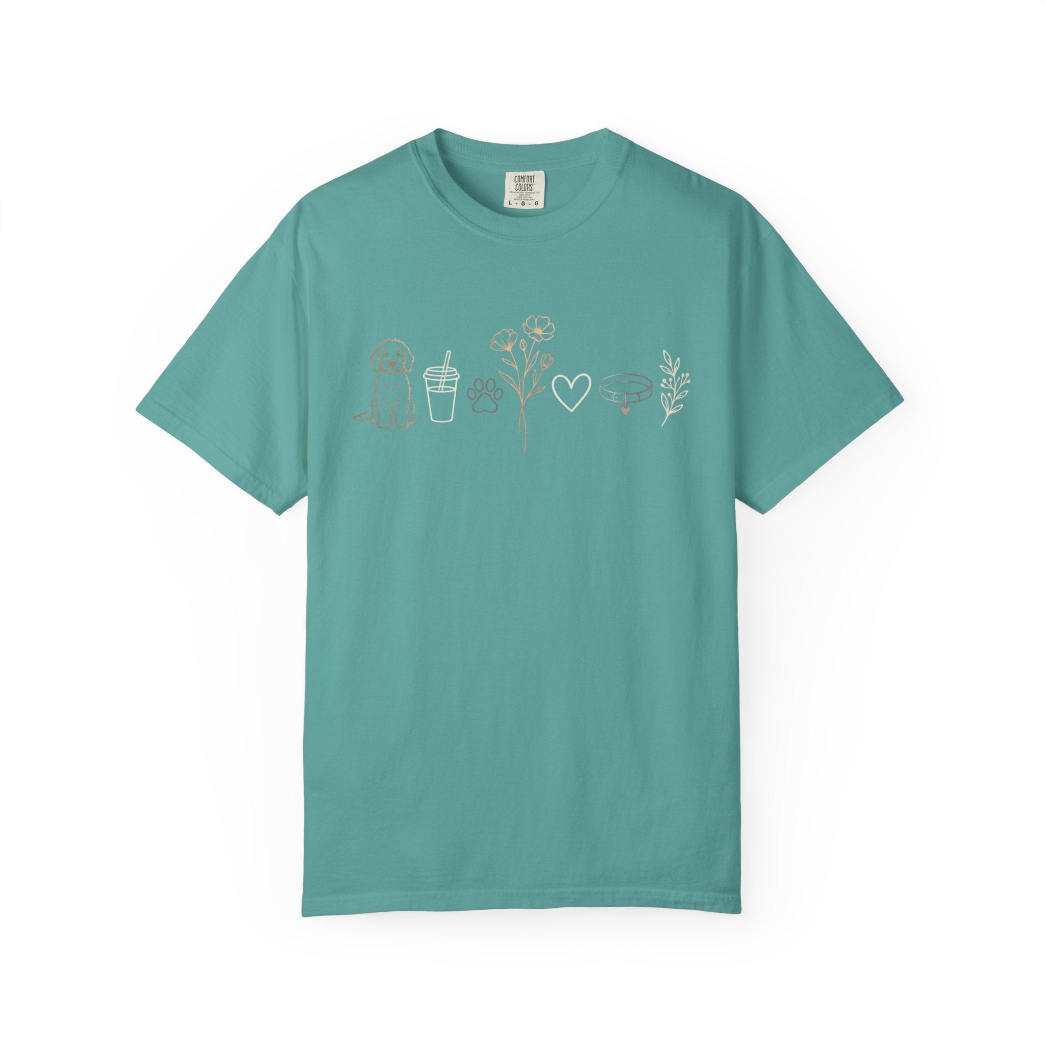 Doodle & Wildflower T-Shirt — Minimal Line Art Dog Tee
