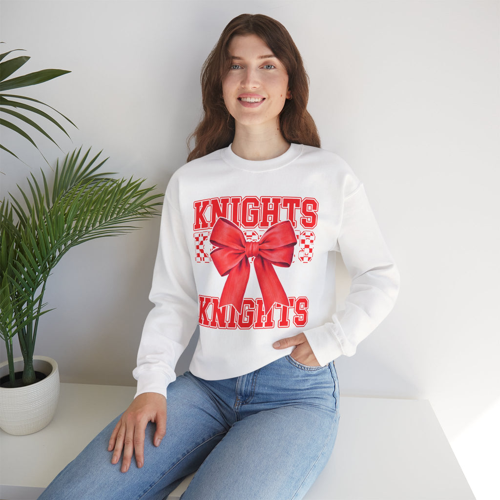 Crewneck Sweatshirt — 'Knights' Red Bow School Spirit  Crew