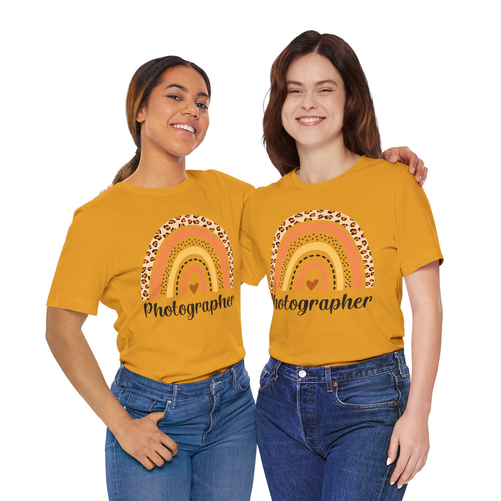 Photographer Rainbow Tee — Leopard Print Rainbow Graphic T-Shirt for Photographers