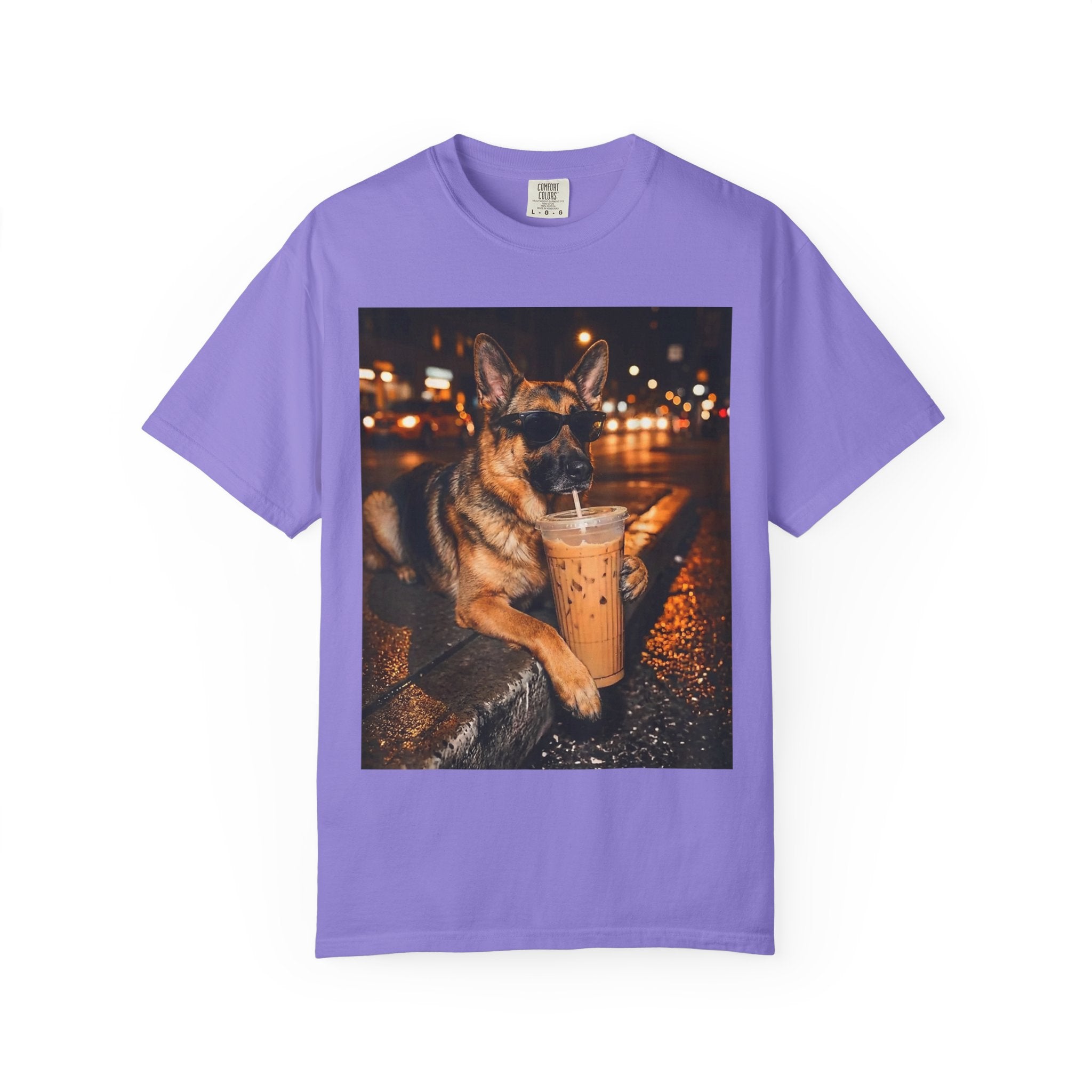 German Shepherd & Iced Coffee Photo T-Shirt — Dog