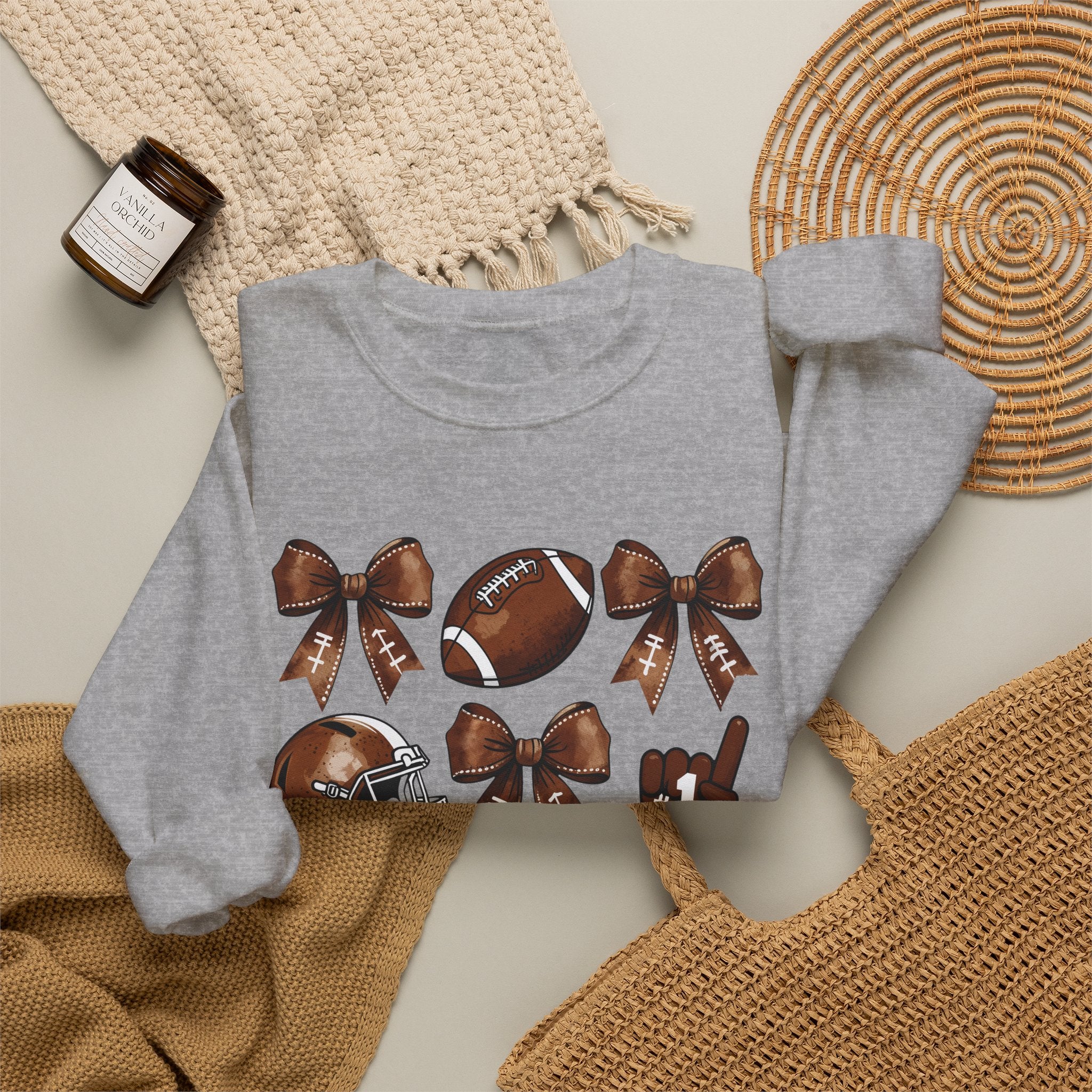 Football Ribbon Icons Crewneck Sweatshirt