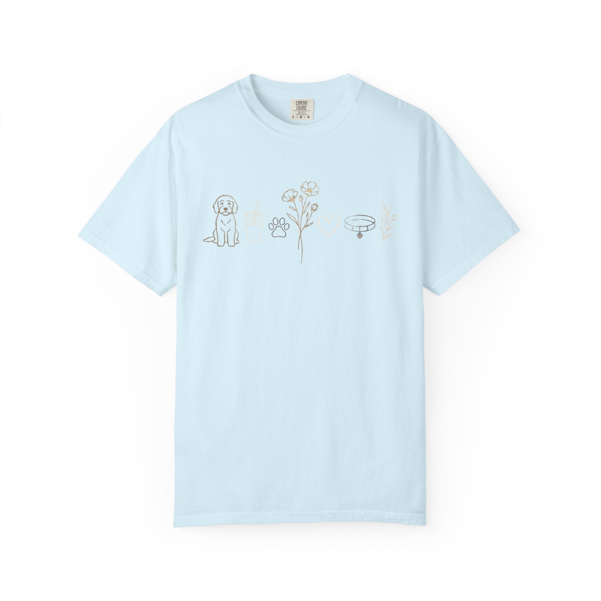 Doodle & Wildflower T-Shirt — Minimal Line Art Dog Tee