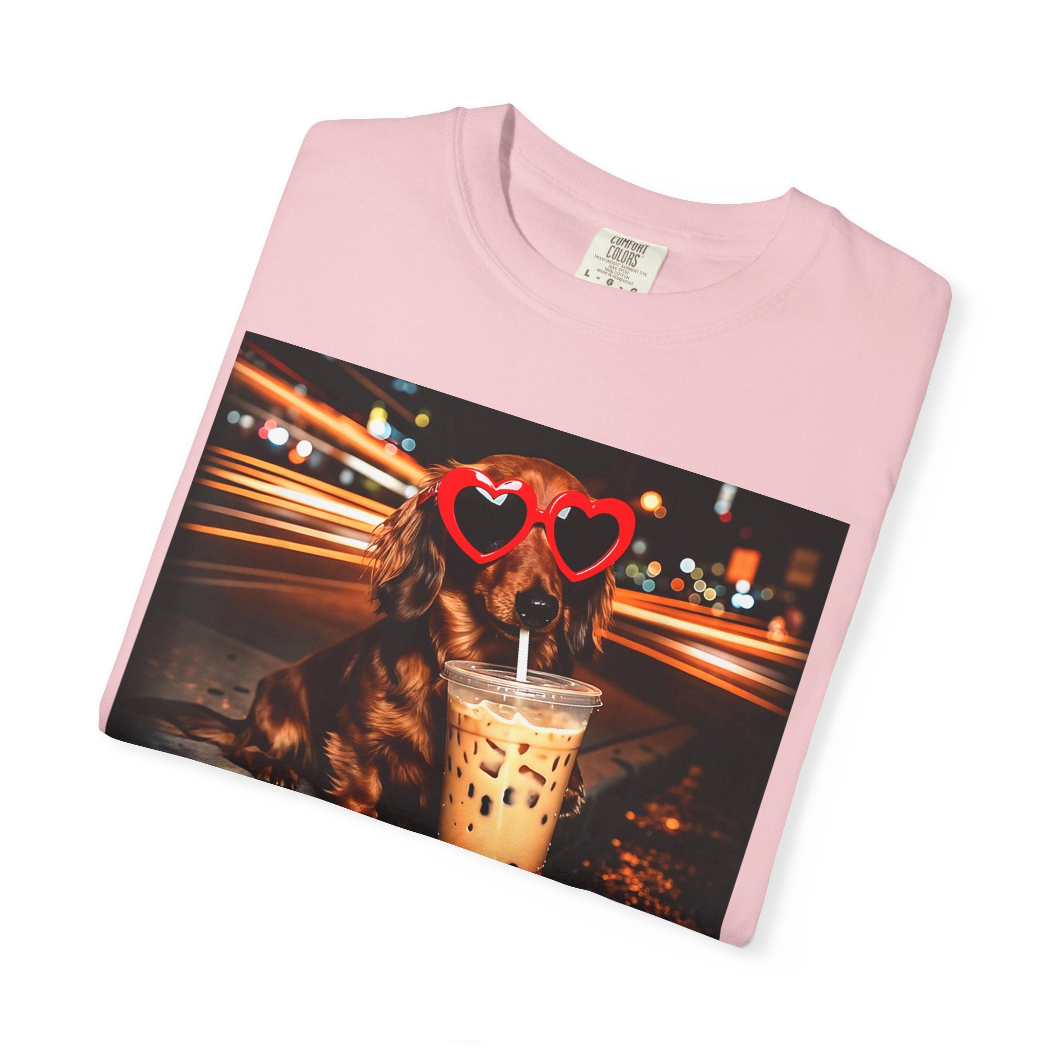 Dachshund with Heart Sunglasses & Bubble Tea T-Shirt