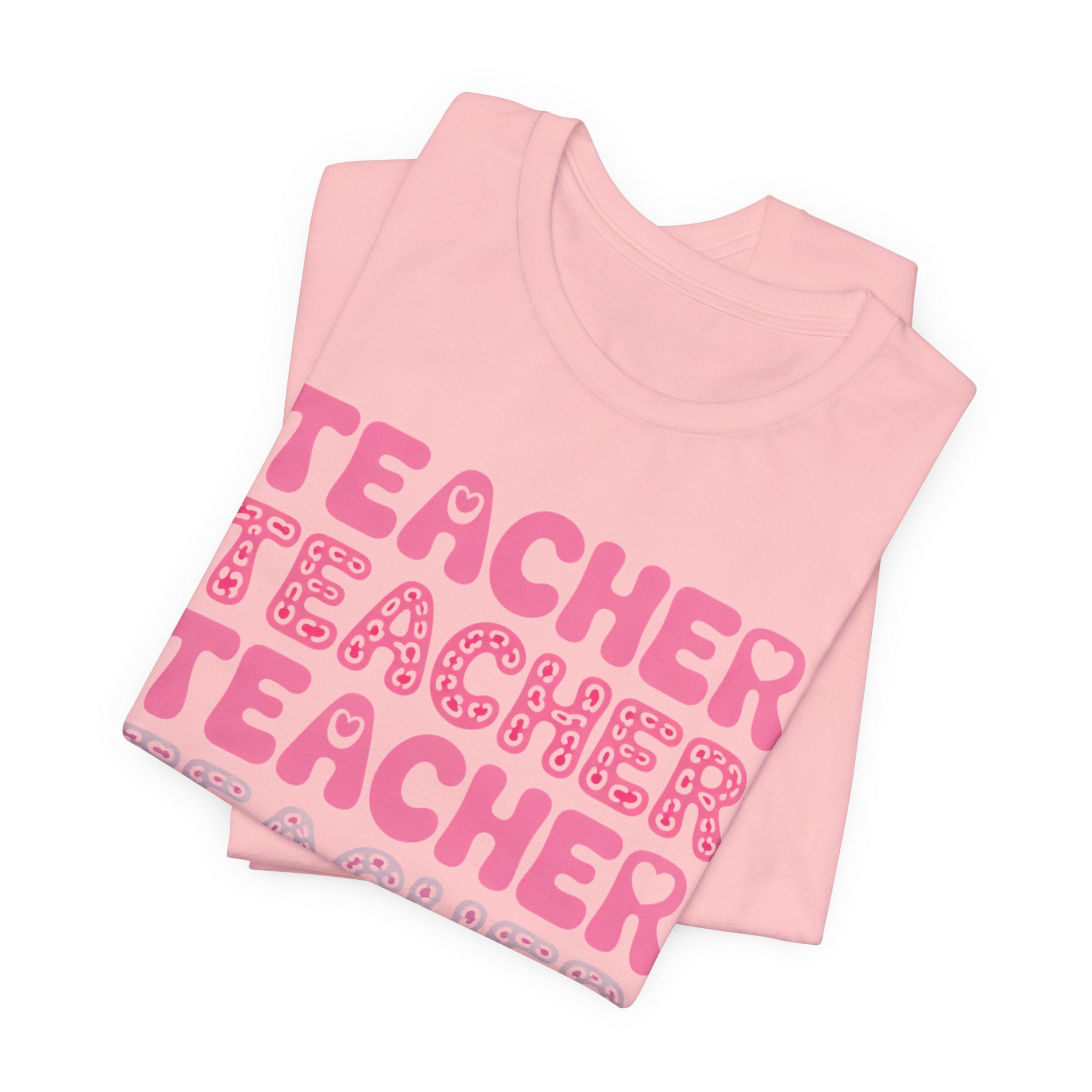 Teacher Repeating Pink Typography T‑Shirt