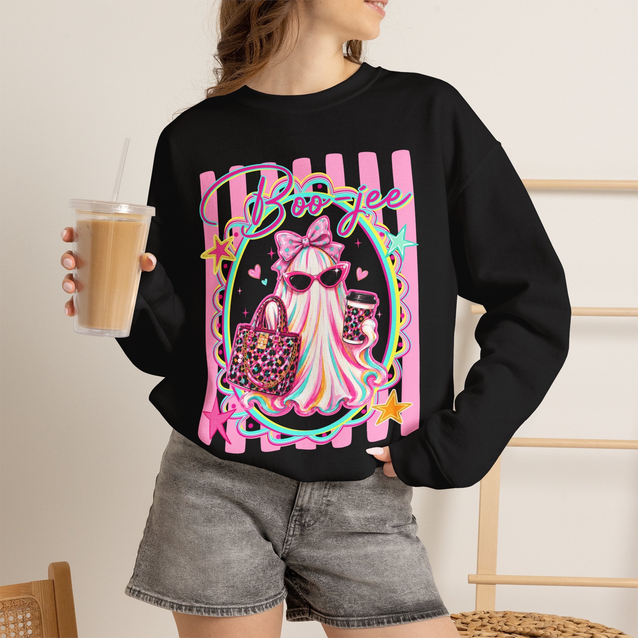 Halloween Crewneck Sweatshirt — "Boo-jee" Cute Ghost Fashion Graphic