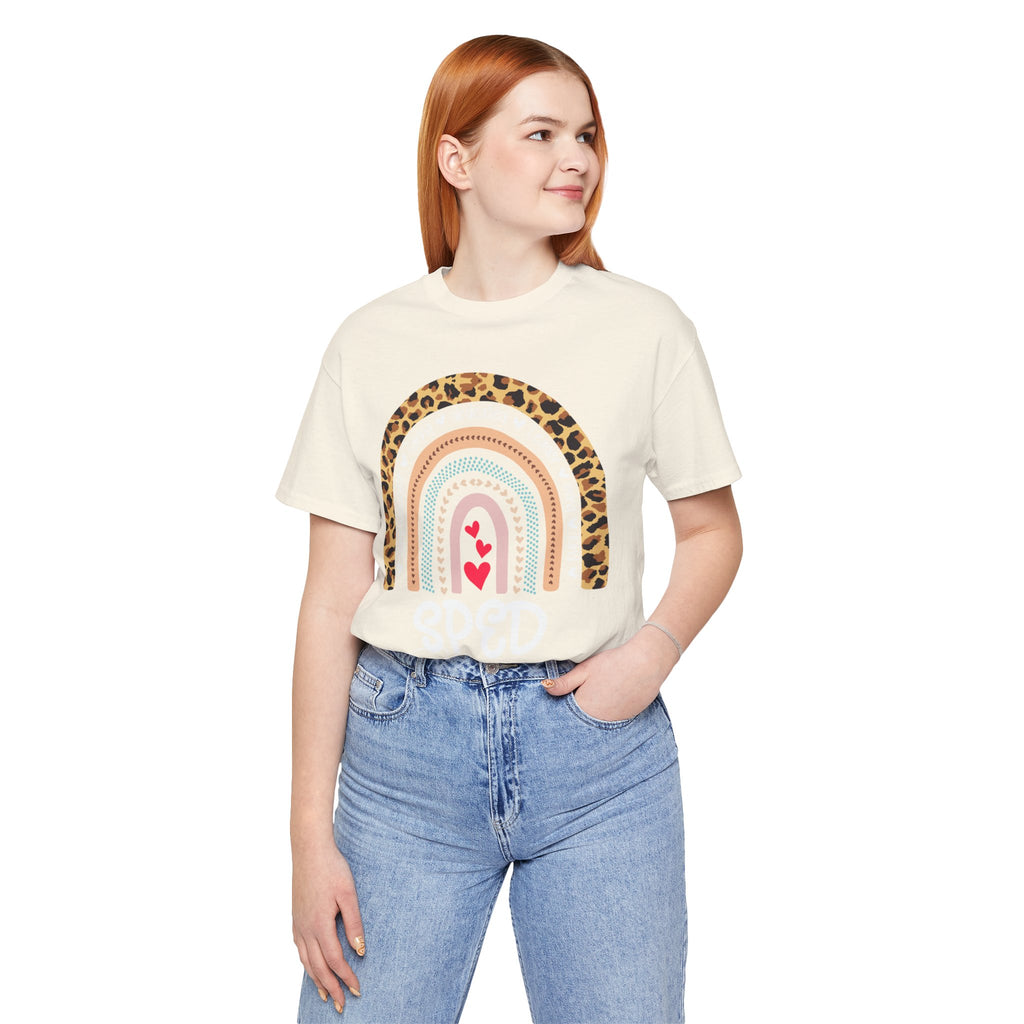 Leopard Rainbow Tee — Cute Pastel Heart Rainbow Graphic T-Shirt