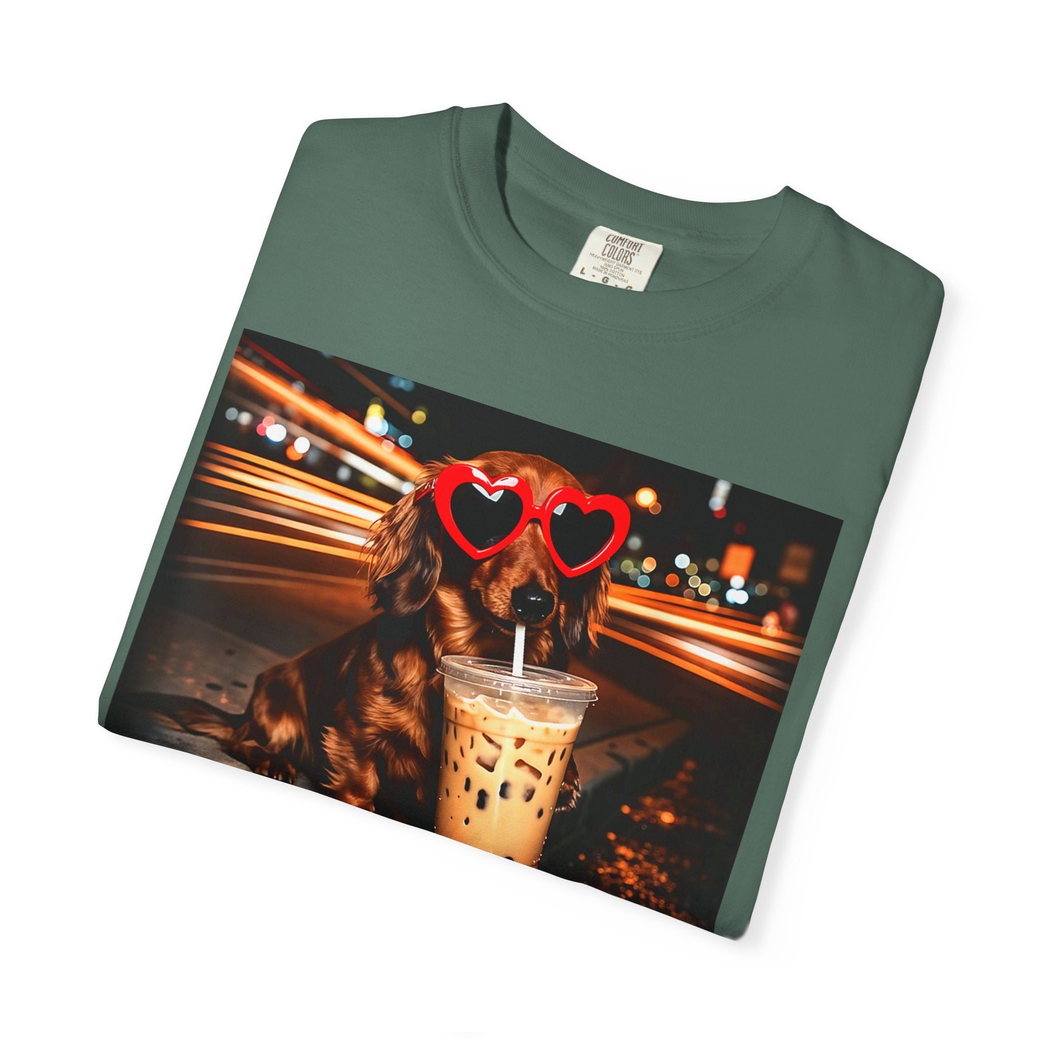 Dachshund with Heart Sunglasses & Bubble Tea T-Shirt