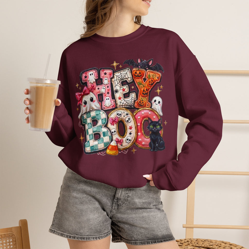 Halloween 'Boo!' Crewneck Sweatshirt – Cute Ghosts & Candy Halloween Pullover