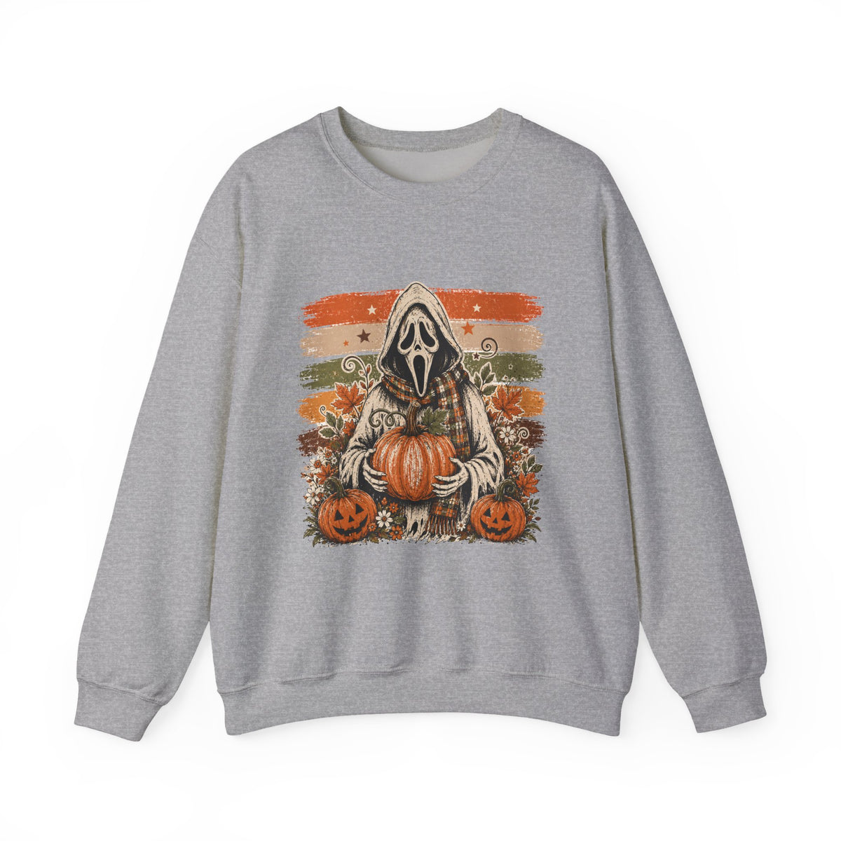 Halloween Scream Crewneck Sweatshirt — Ghost Face Pumpkin Design