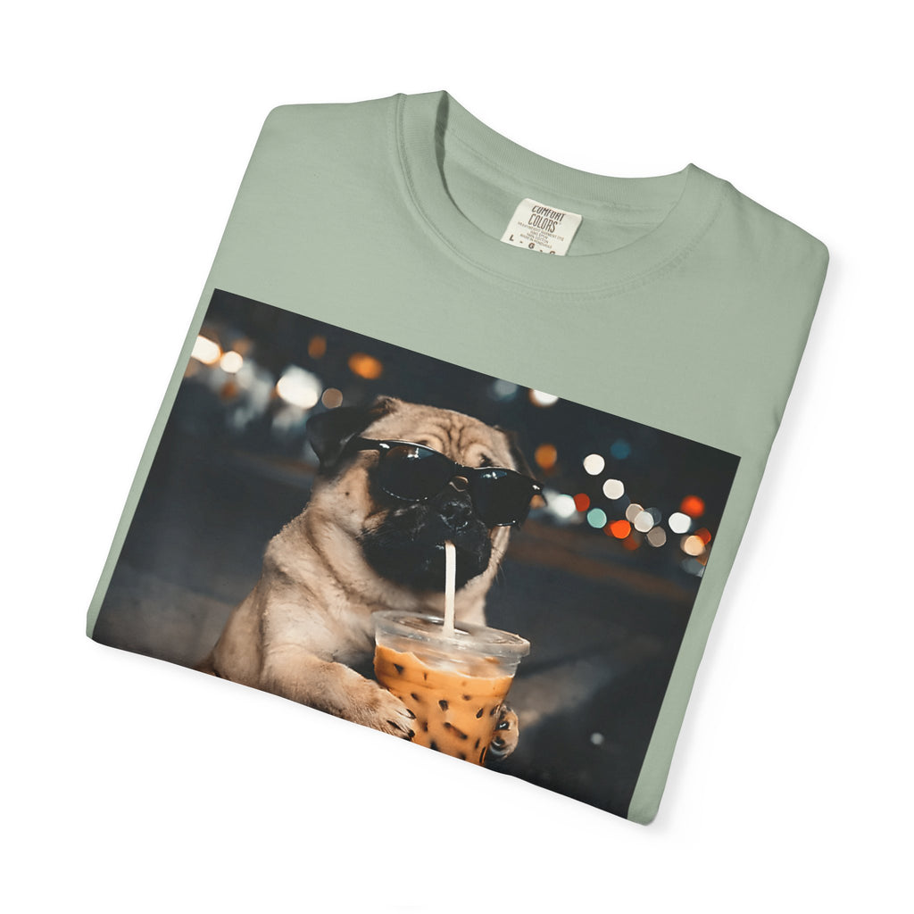 Pug Drinking Boba T‑Shirt — Cute Dog Bubble Tea Graphic Tee
