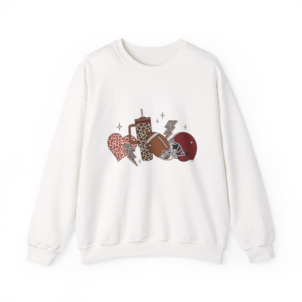 Heart & Lightning Graphic Sweatshirt — Leopard, Plaid & Red Heart Crewneck