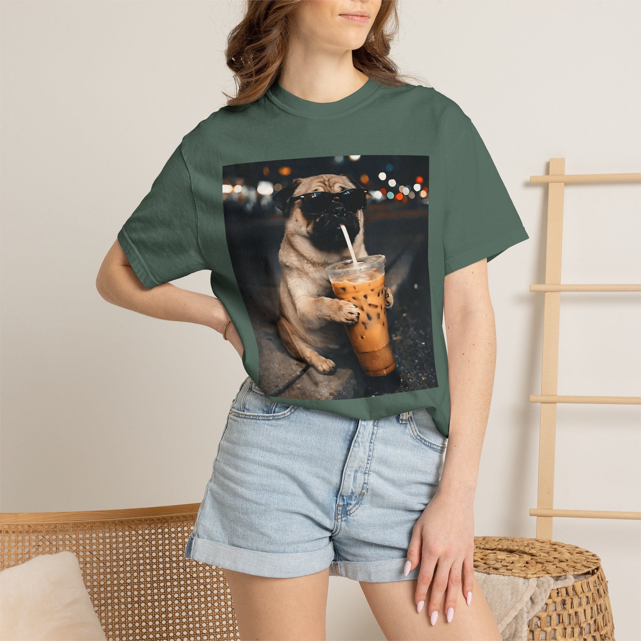 Pug Drinking Boba T‑Shirt — Cute Dog Bubble Tea Graphic Tee