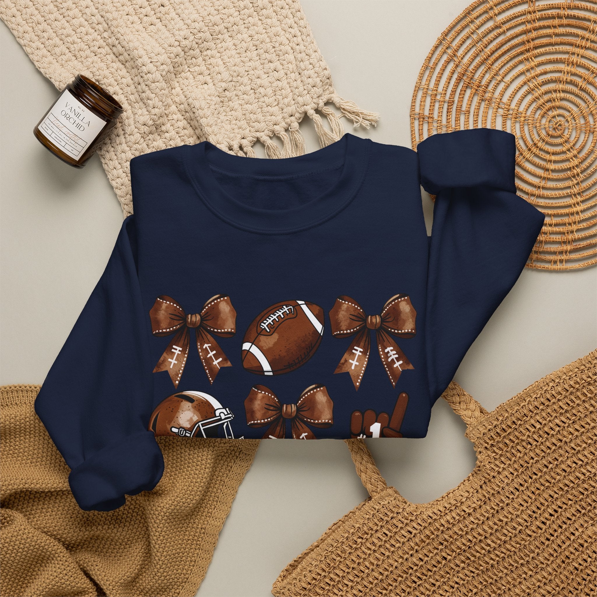 Football Ribbon Icons Crewneck Sweatshirt