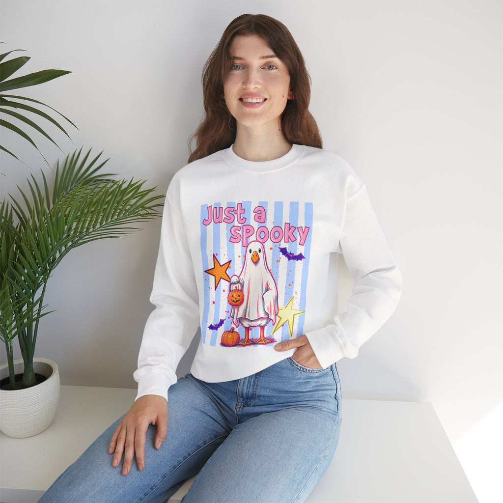 Ghost Costume Sweatshirt — "Just a Spooky" Cute Halloween Crewneck