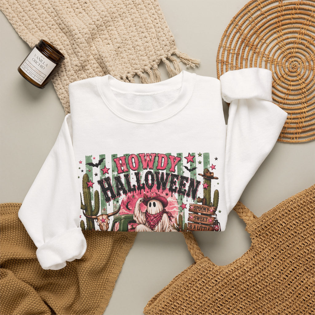 Howdy Halloween Crewneck Sweatshirt – Southwestern Ghost Pumpkin Fall Sweatshirt