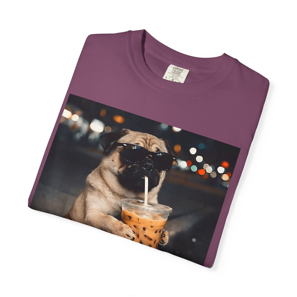 Pug Drinking Boba T‑Shirt — Cute Dog Bubble Tea Graphic Tee