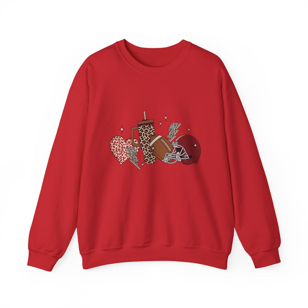 Heart & Lightning Graphic Sweatshirt — Leopard, Plaid & Red Heart Crewneck