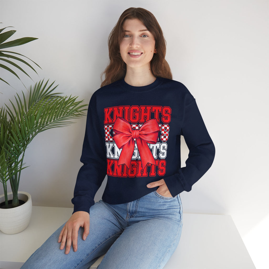 Crewneck Sweatshirt — 'Knights' Red Bow School Spirit  Crew
