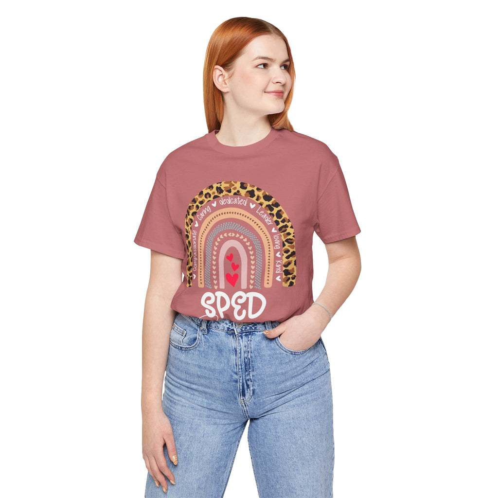 Leopard Rainbow Tee — Cute Pastel Heart Rainbow Graphic T-Shirt