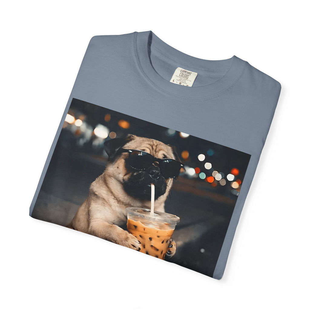 Pug Drinking Boba T‑Shirt — Cute Dog Bubble Tea Graphic Tee