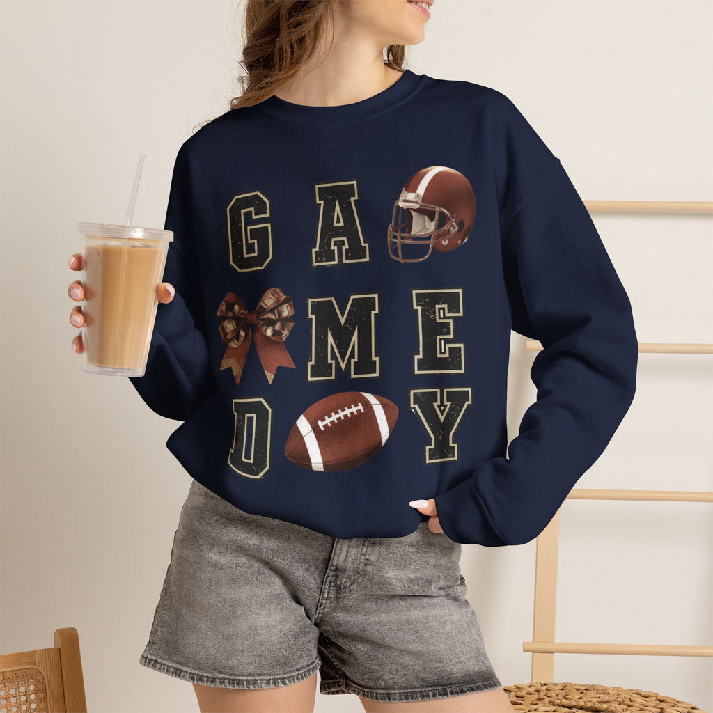 Game Day Sweatshirt — Football Helmet & Ball Crewneck